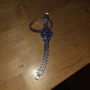 Silver and Blue Watch with Bracelet